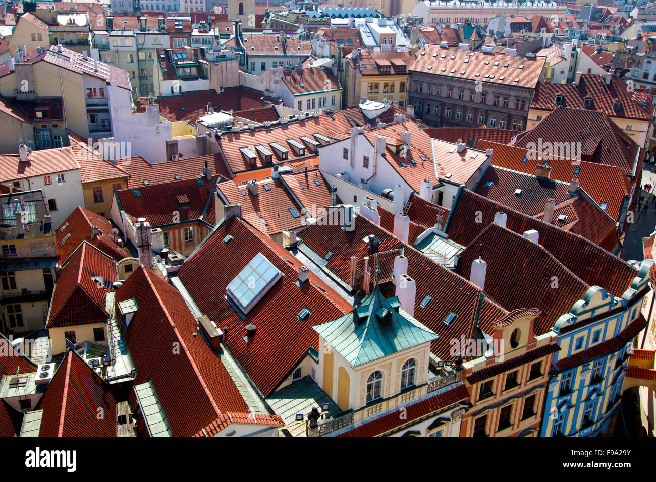 Vue sur la place de la vieille ville de Prague d'en haut Banque D'Images