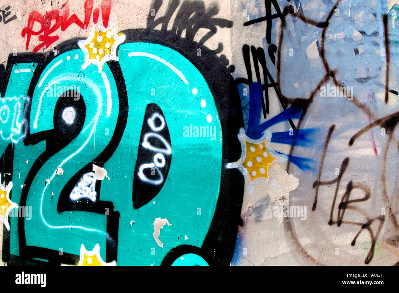 Graffiti 2D mur coloré Banque D'Images
