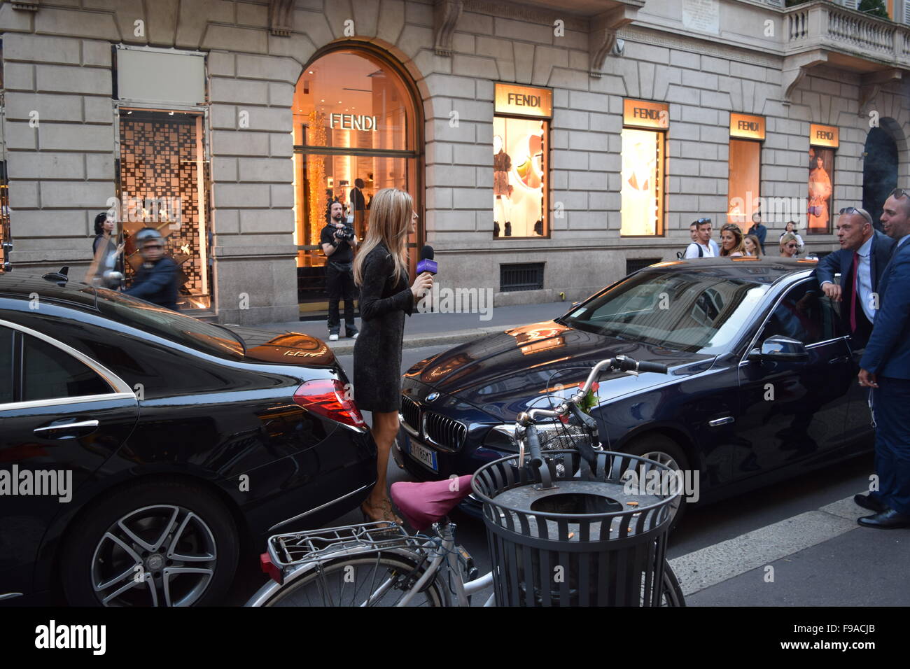 Celebrity reporter dans la Via Monte Napoleone, Milano, Italie Banque D'Images