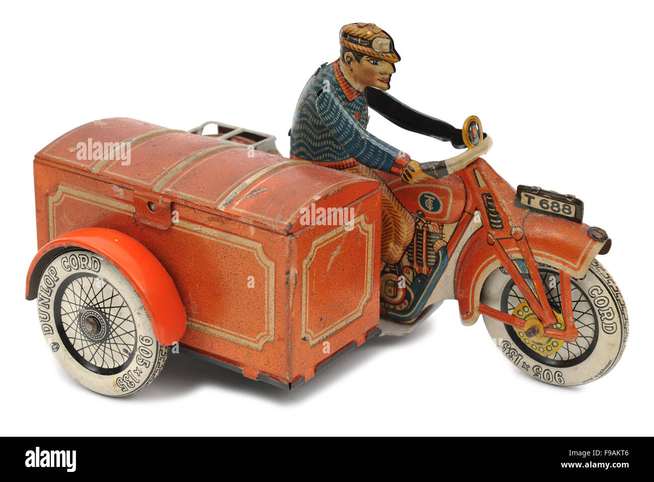 Tipp & Co clockwork combinaison moto fer blanc jouet pour enfants livraison Banque D'Images