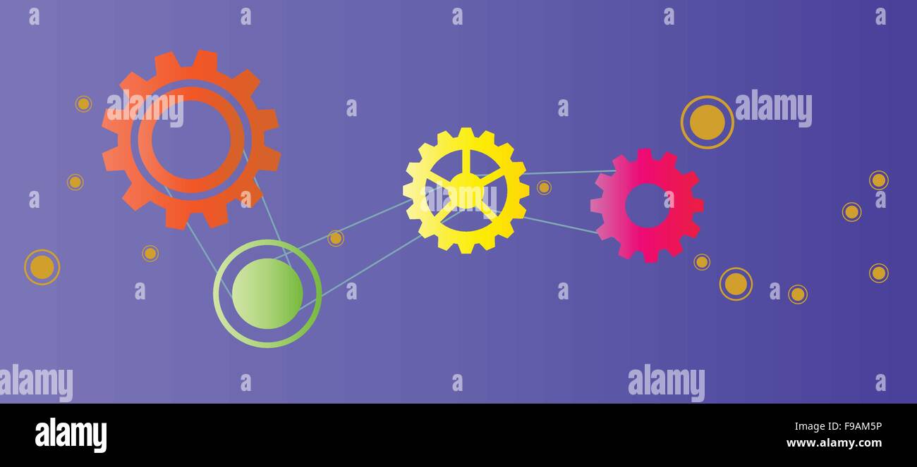 Cogs roues sur fond violet Illustration de Vecteur