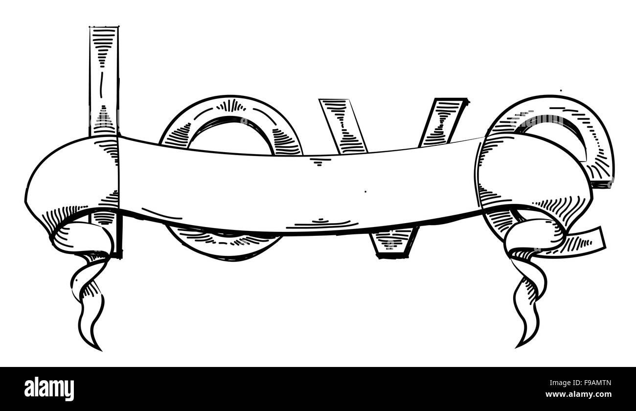 Ruban d'amour classique typographie vecteur conception noir et blanc Illustration de Vecteur