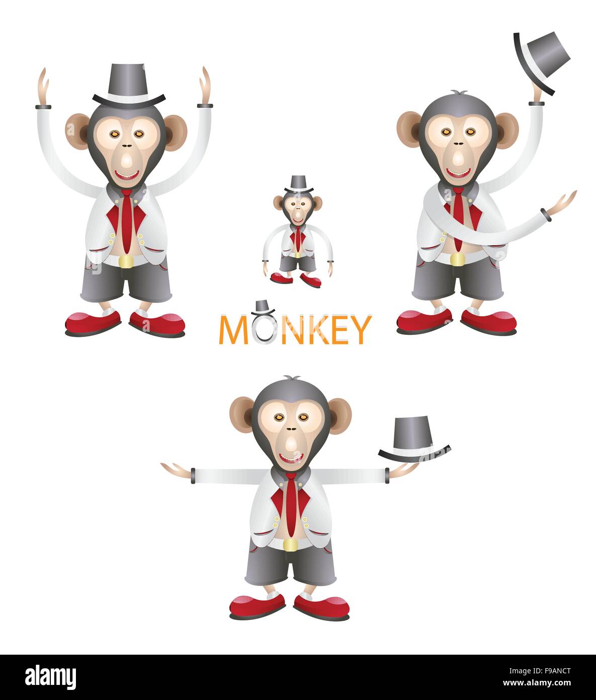 Les singes charectors vector set design Illustration de Vecteur