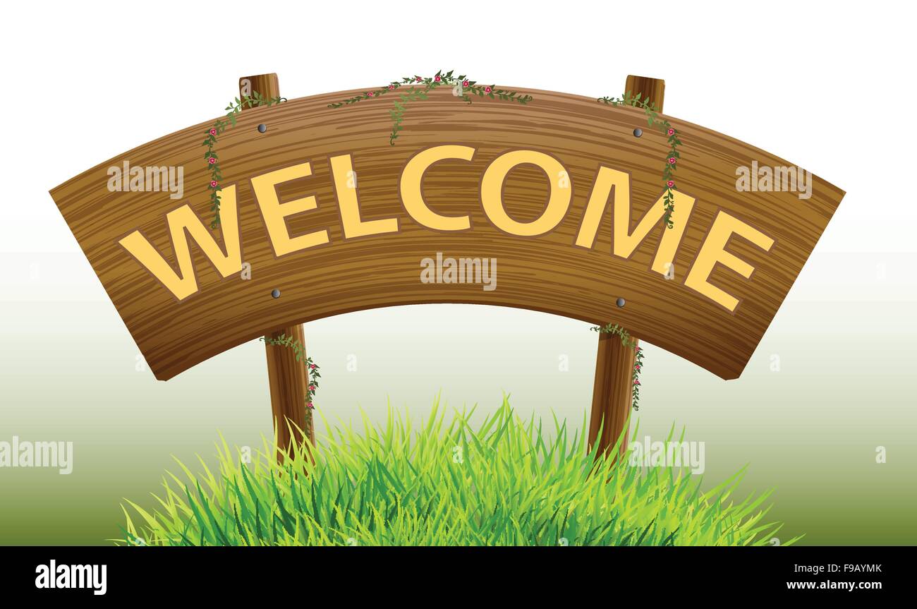 Signe bois vecteur conception bienvenue Illustration de Vecteur