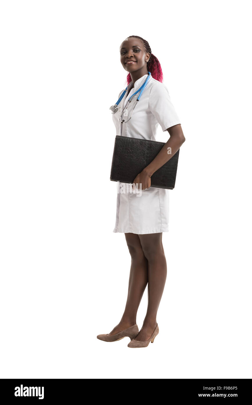 Smiling medical médecin. Plus isolé sur fond blanc Banque D'Images