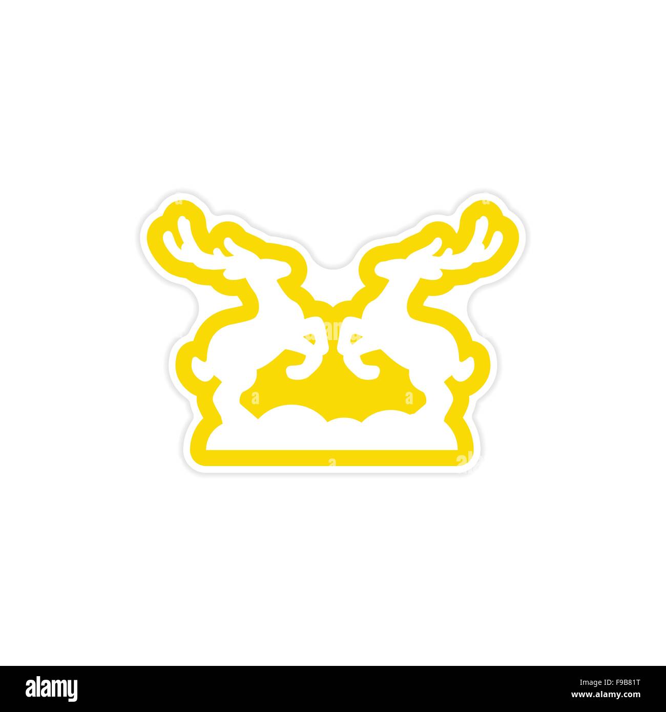 Papier autocollant sur fond blanc paire de deer Illustration de Vecteur