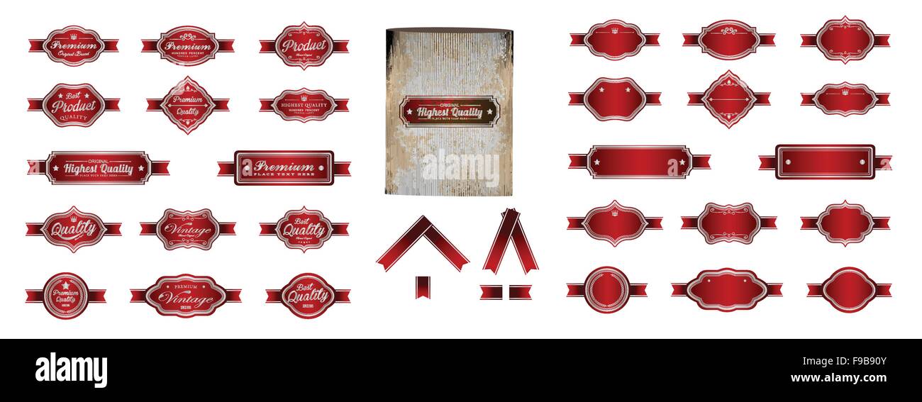 Rouge de luxe silver premium vintage labels Illustration de Vecteur