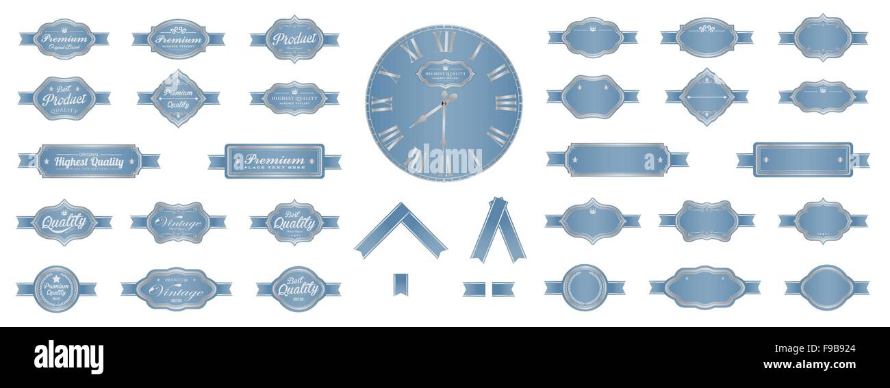 Bleu doux de luxe premium vintage labels Illustration de Vecteur