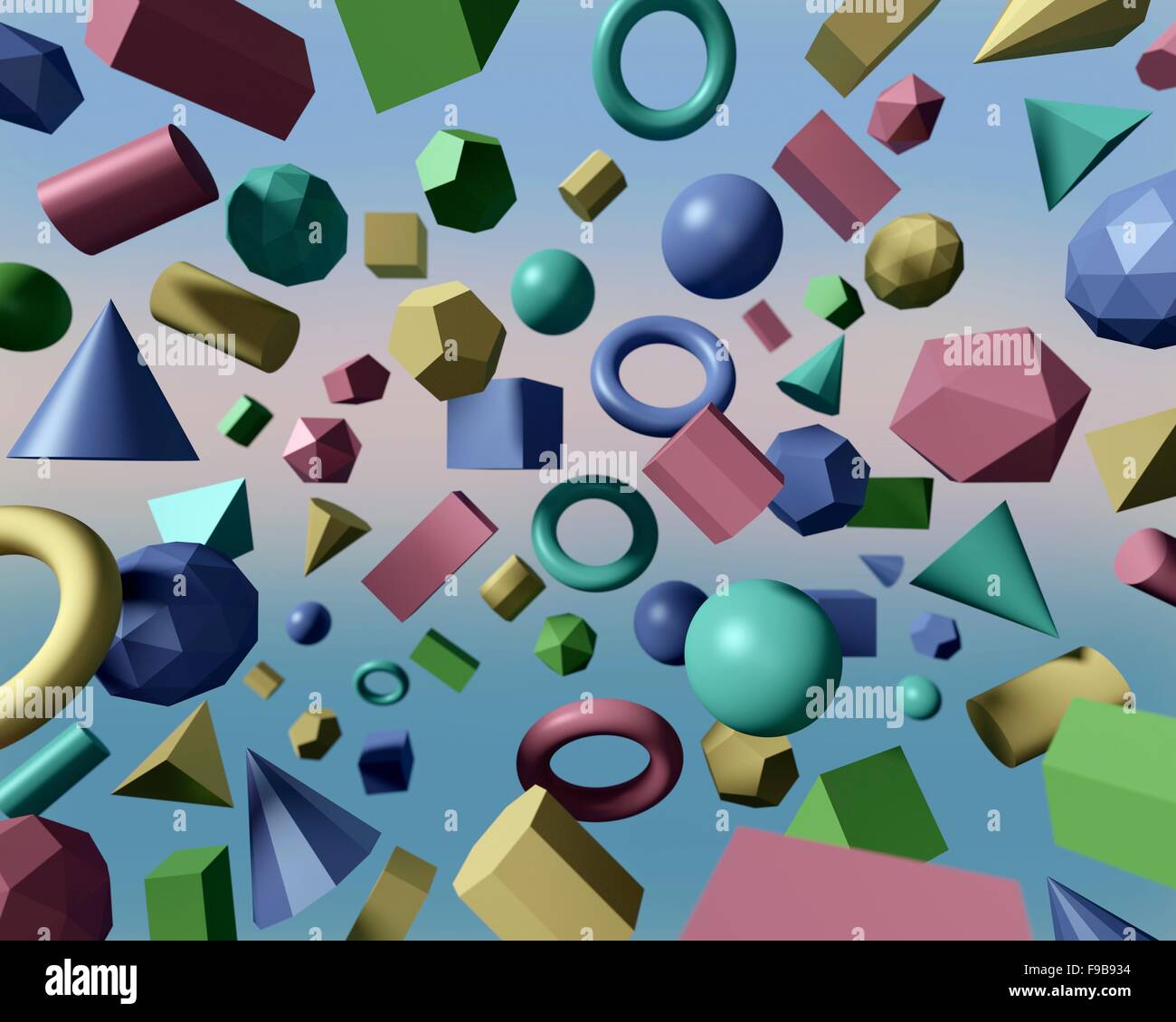 Une variété de formes géométriques y compris des polyèdres et non-polyèdres Banque D'Images