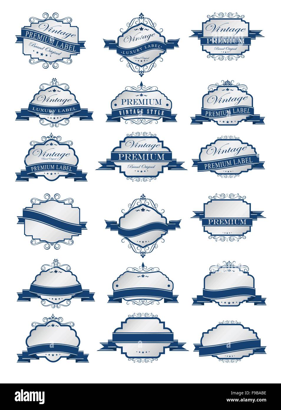 Bleu de luxe les étiquettes et étiquettes template Illustration de Vecteur