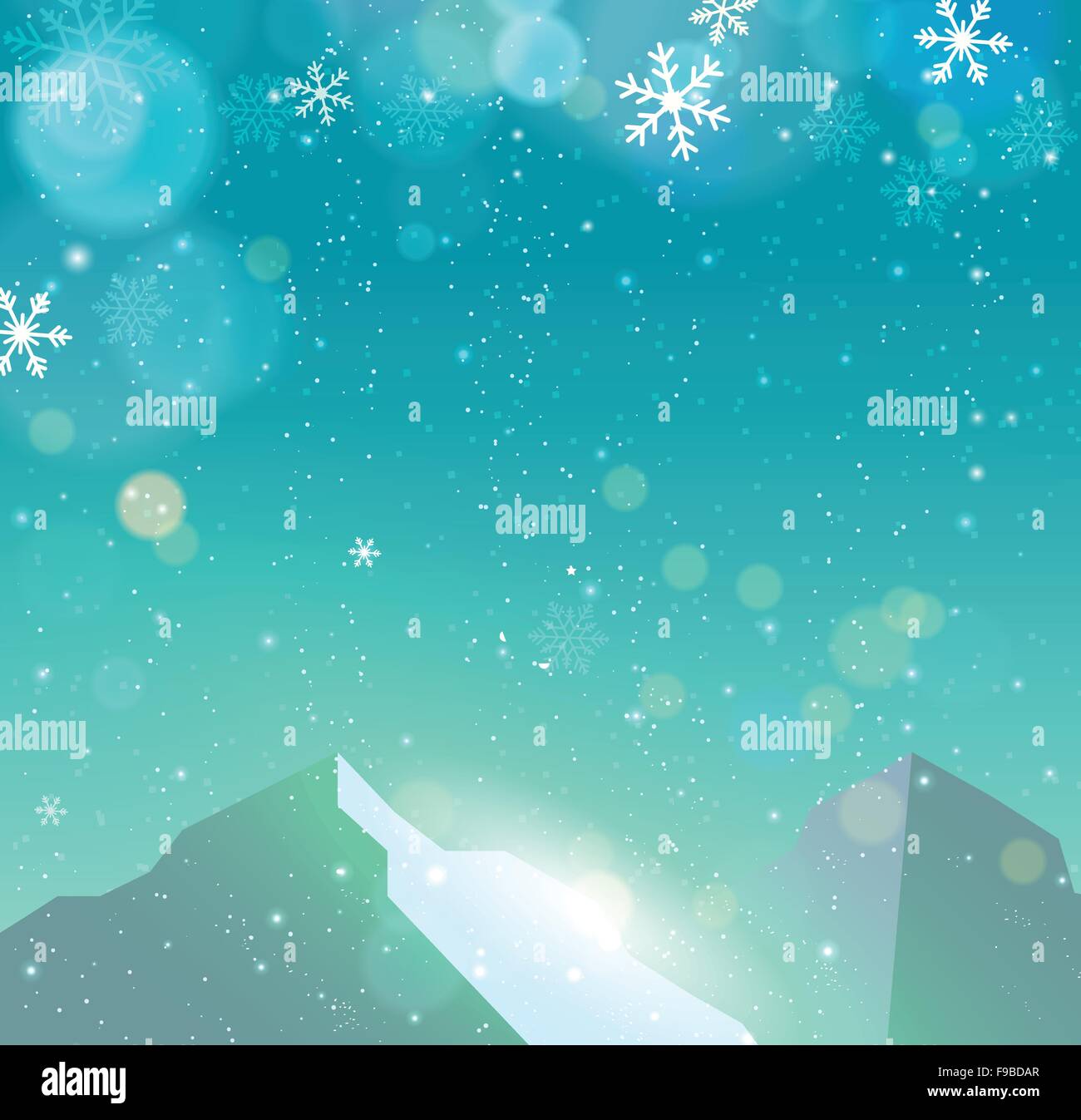 Chute de neige en hiver sur la montagne blue backgrund Illustration de Vecteur