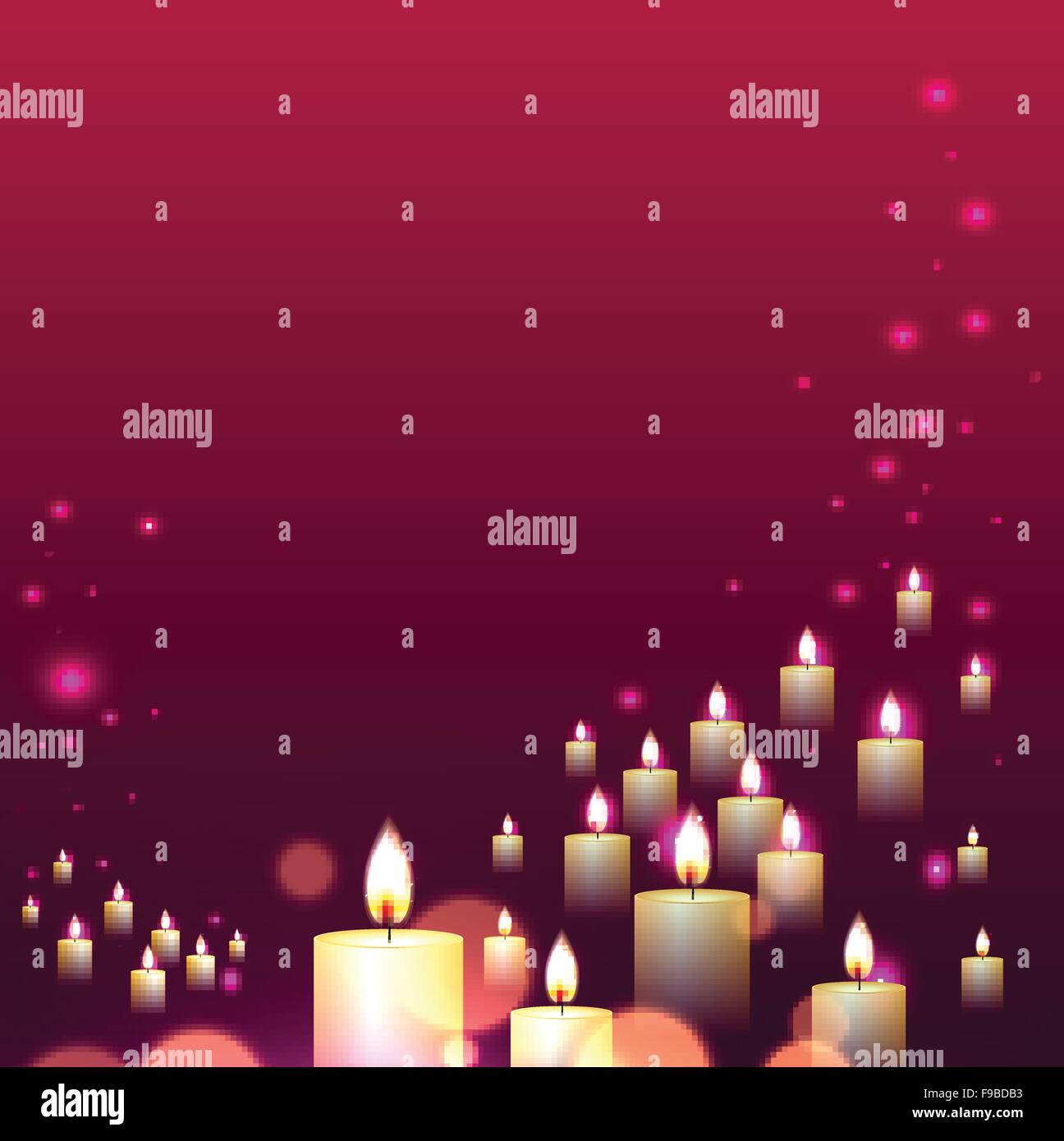 La lumière des bougies automne ligne sur fond rose Illustration de Vecteur