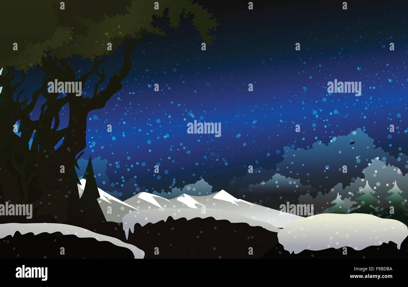 Night winter snow drop background Illustration de Vecteur