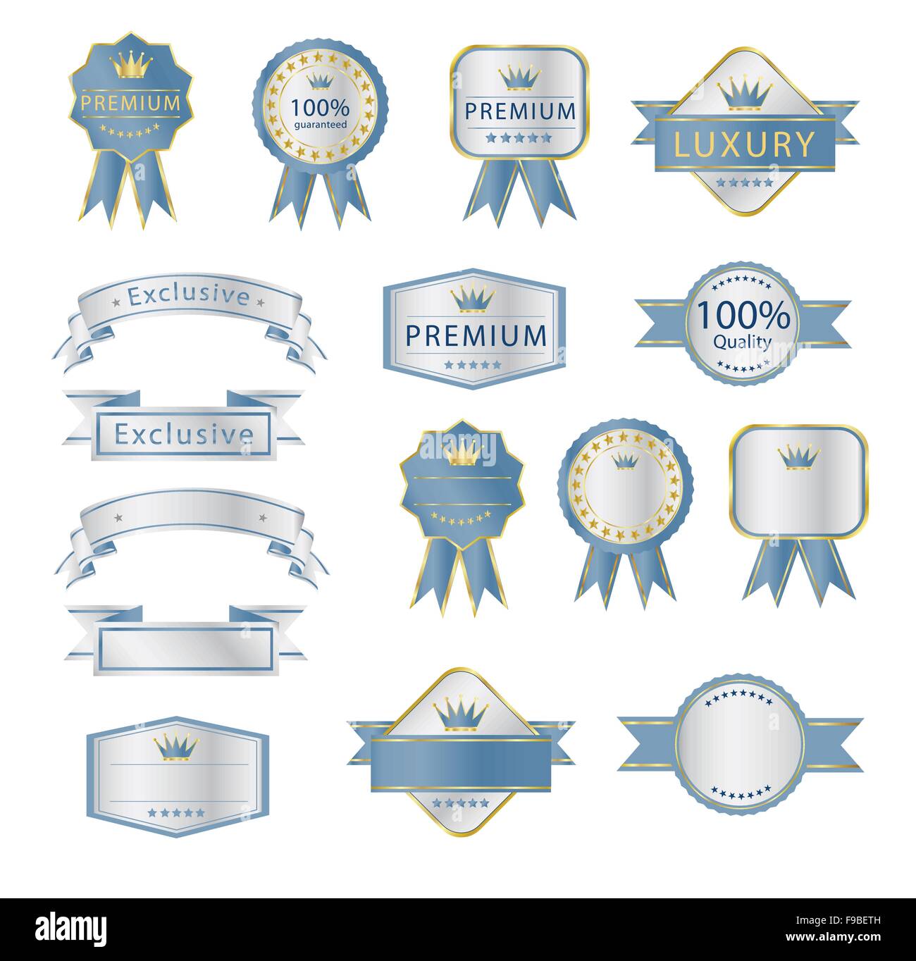 Blank label Premium et luxe bouge soft bleu et argent Illustration de Vecteur
