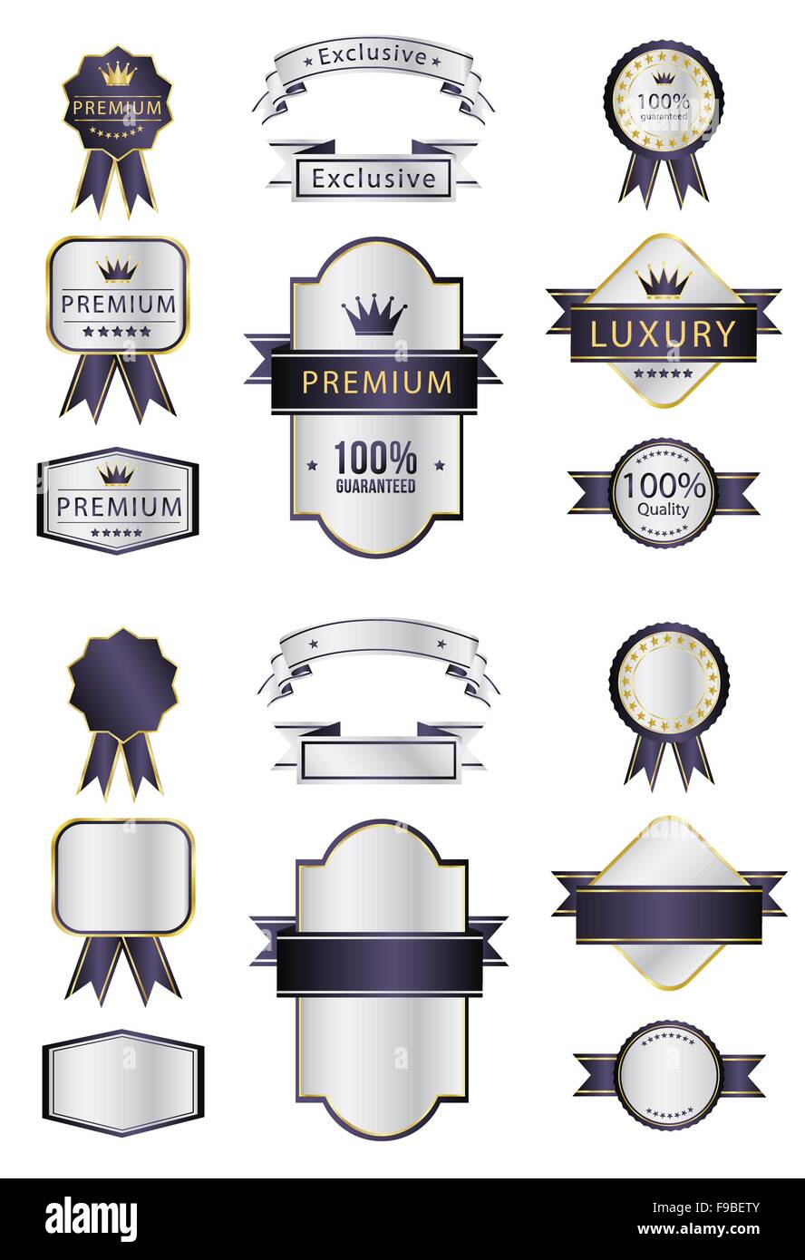 Label Premium blanc et pourpre et argent luxe bouge Illustration de Vecteur