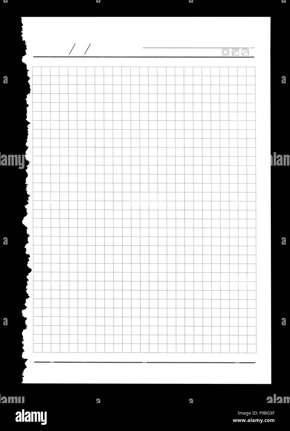 Ordinateur portable blanc feuille papier isolé sur fond noir Banque D'Images