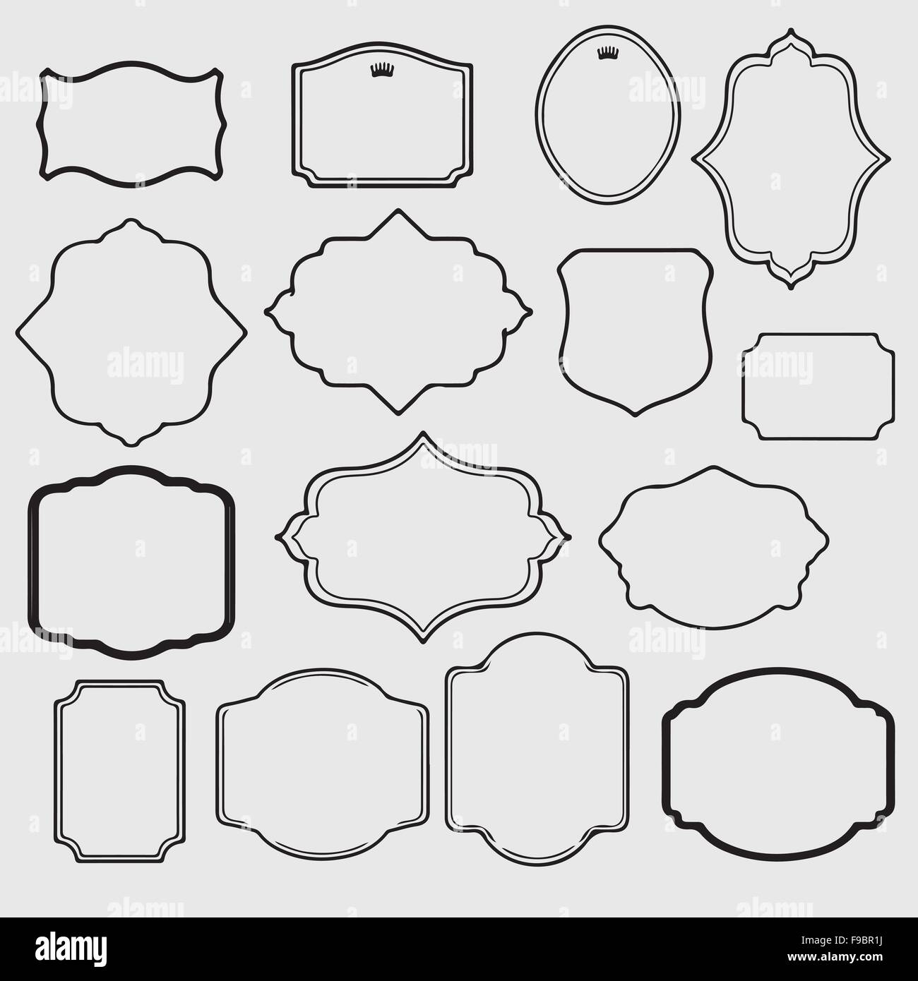 Contour des étiquettes vintage.Jeu d'étiquettes vierges de vignette.Bannières vectorielles Image Vectorielle Stock - Alamy