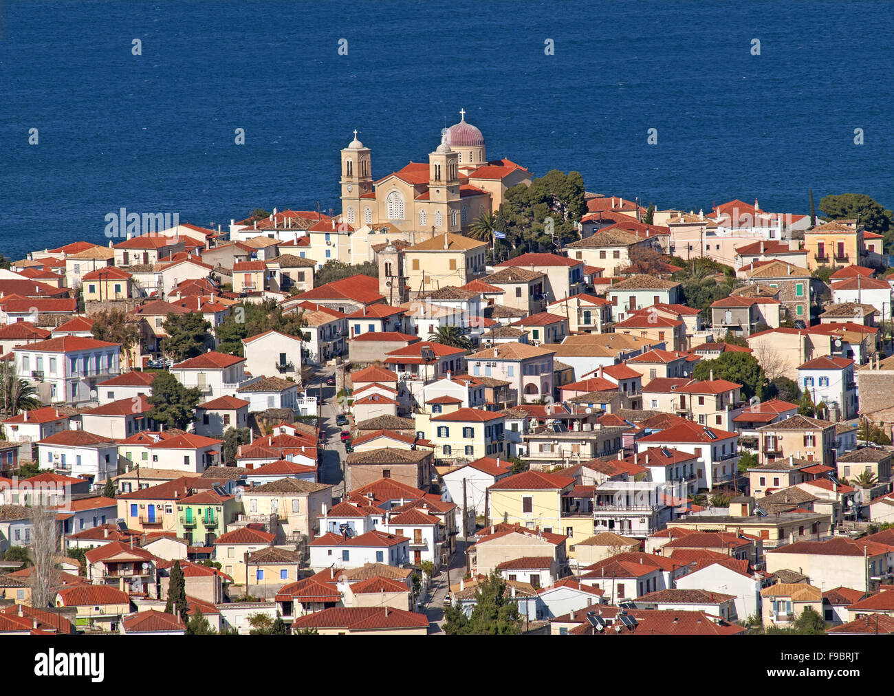 Vue panoramique de la ville traditionnelle de Galaxidi trouvés dans le golfe de Corinthe, dans la région de Fokida, Grèce centrale Banque D'Images