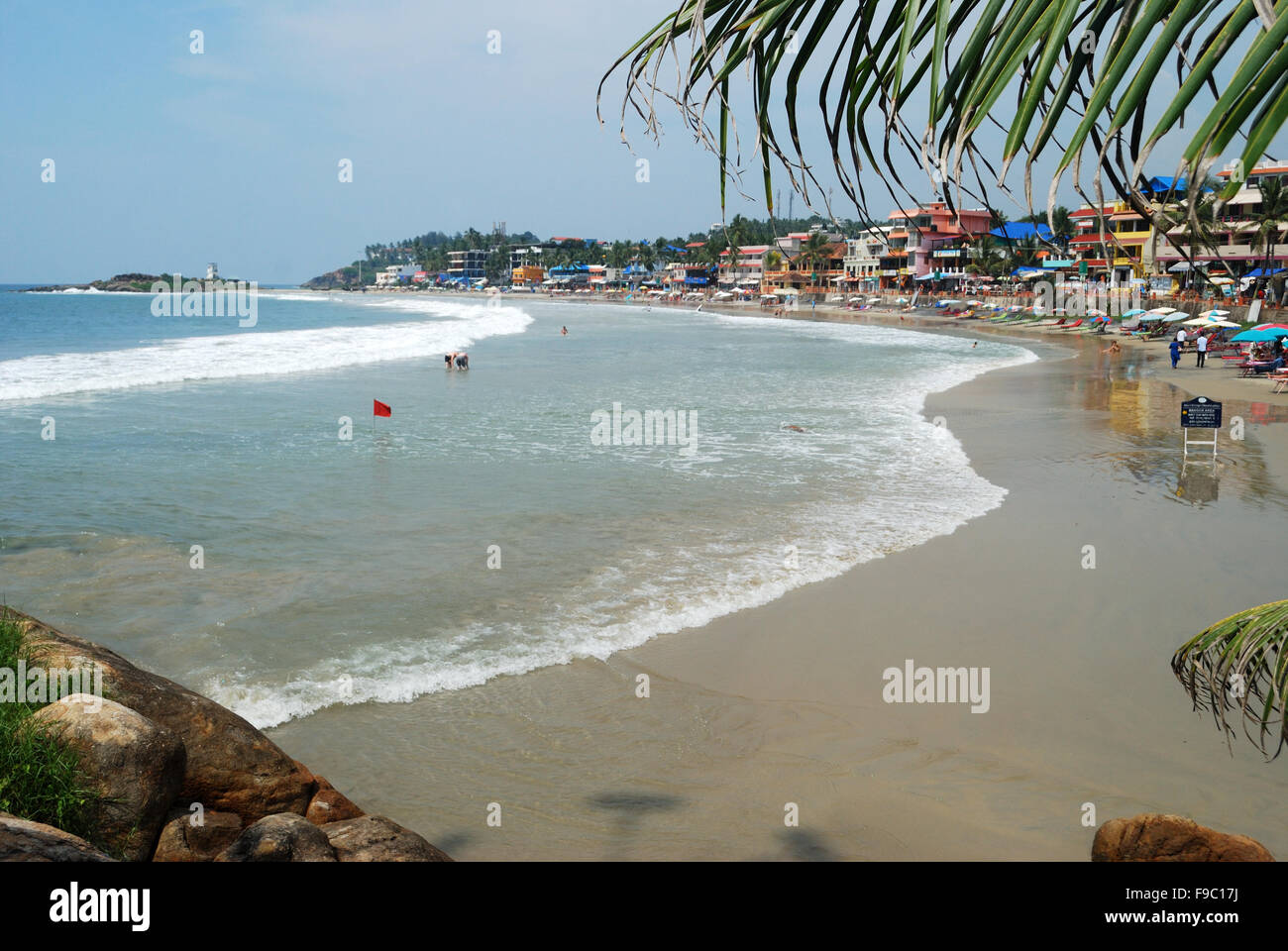 Plage de Kovalam Kerala Inde.Cette destination touristique internationale est15kms de Trivandrum international air port. Banque D'Images