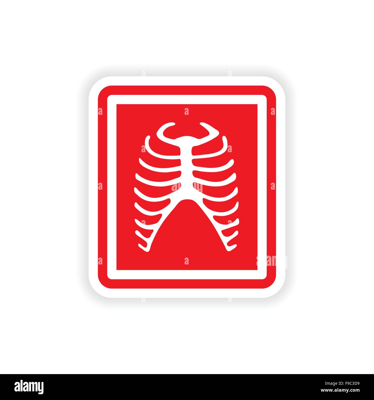 Papier autocollant sur fond blanc des rayons X de côtes Illustration de Vecteur
