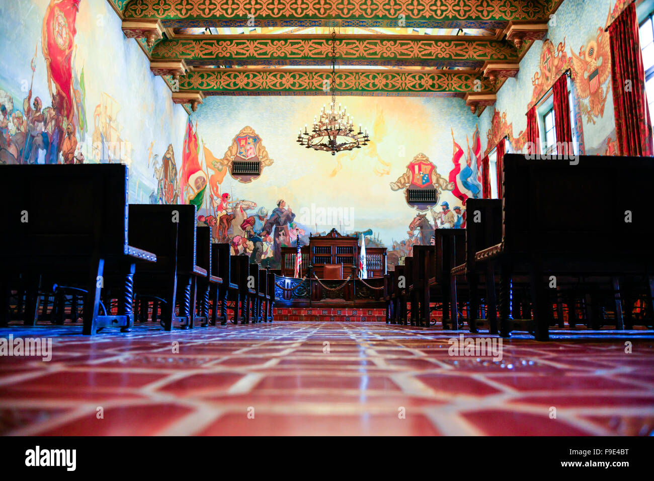 La murale Prix à l'intérieur de l'édifice du Palais de comté de Santa Barbara en Californie à Santa Barbara Banque D'Images