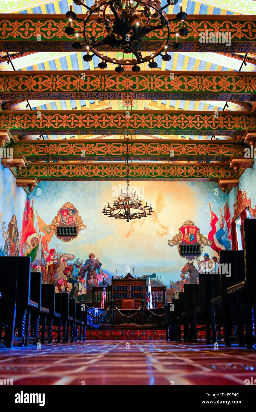 La murale Prix à l'intérieur de l'édifice du Palais de comté de Santa Barbara en Californie à Santa Barbara Banque D'Images