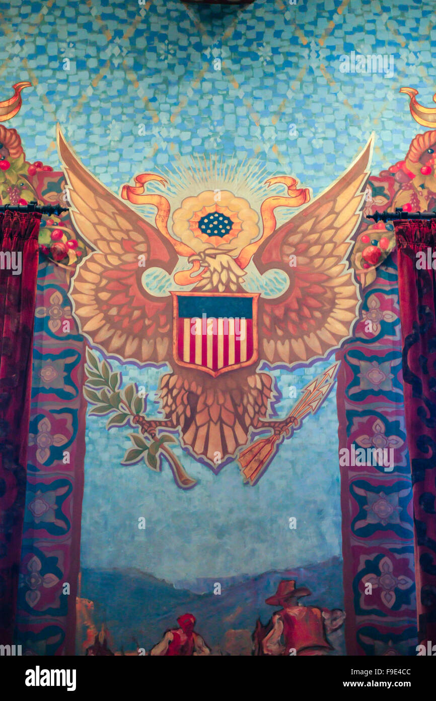 Le symbole d'Amérique à l'intérieur de la Murale Prix du Santa Barbara County Courthouse bâtiment dans Santa Barbara en Californie Banque D'Images