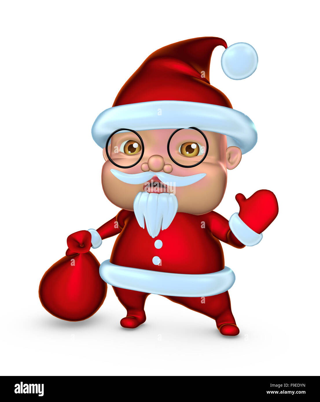 Père Noël mignon sac de cadeaux (illustration 3D) Banque D'Images