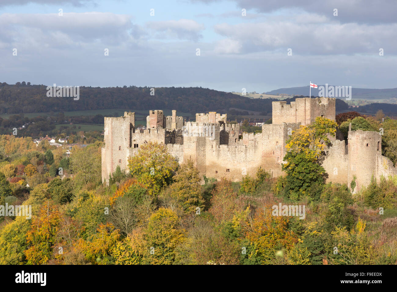 Ludlow Castle en automne soleil, Ludlow castle, Shropshire, England, UK Banque D'Images