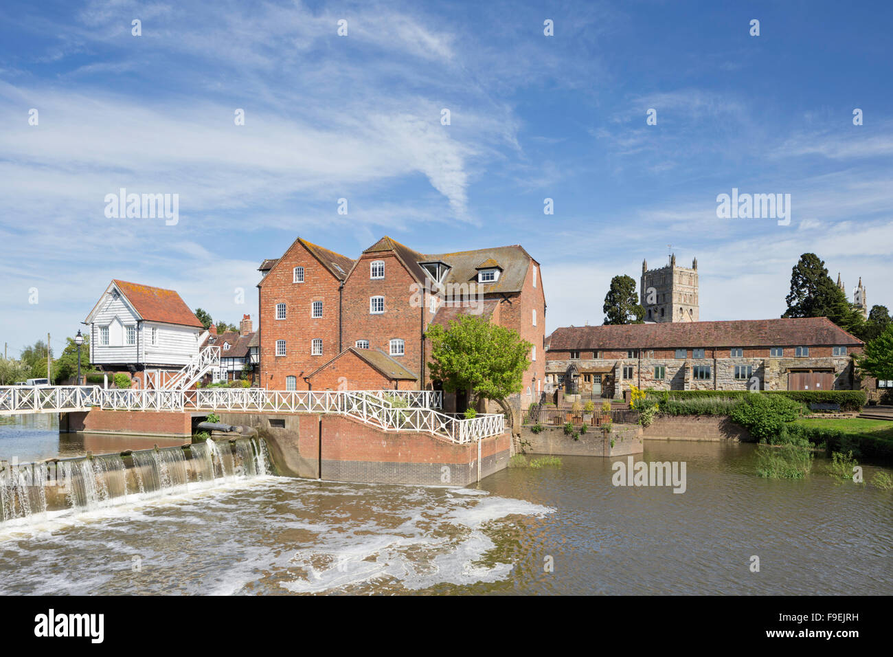 L'Abbaye moulin à eau sur l'usine Avon, Tewkesbury, Gloucestershire, England, UK Banque D'Images