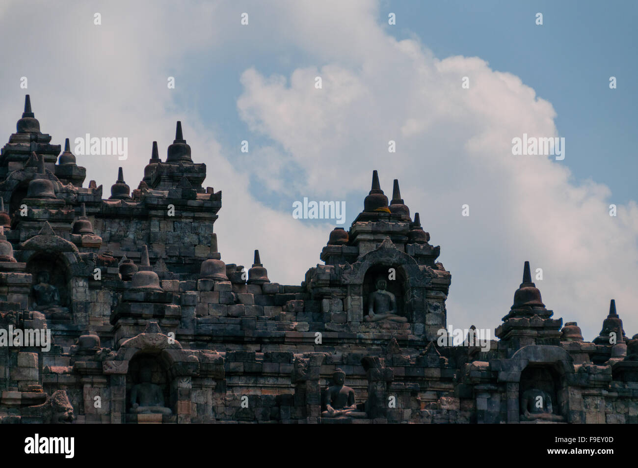 Close up de la Brique Borobudur temple du Bouddha Banque D'Images