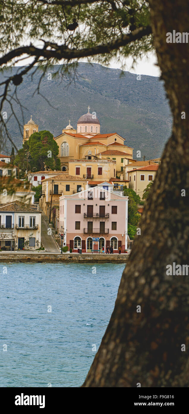 Fermer vue de Galaxidi Phocide ville traditionnelle en région, dans le golfe de Corinthe, Grèce centrale Banque D'Images