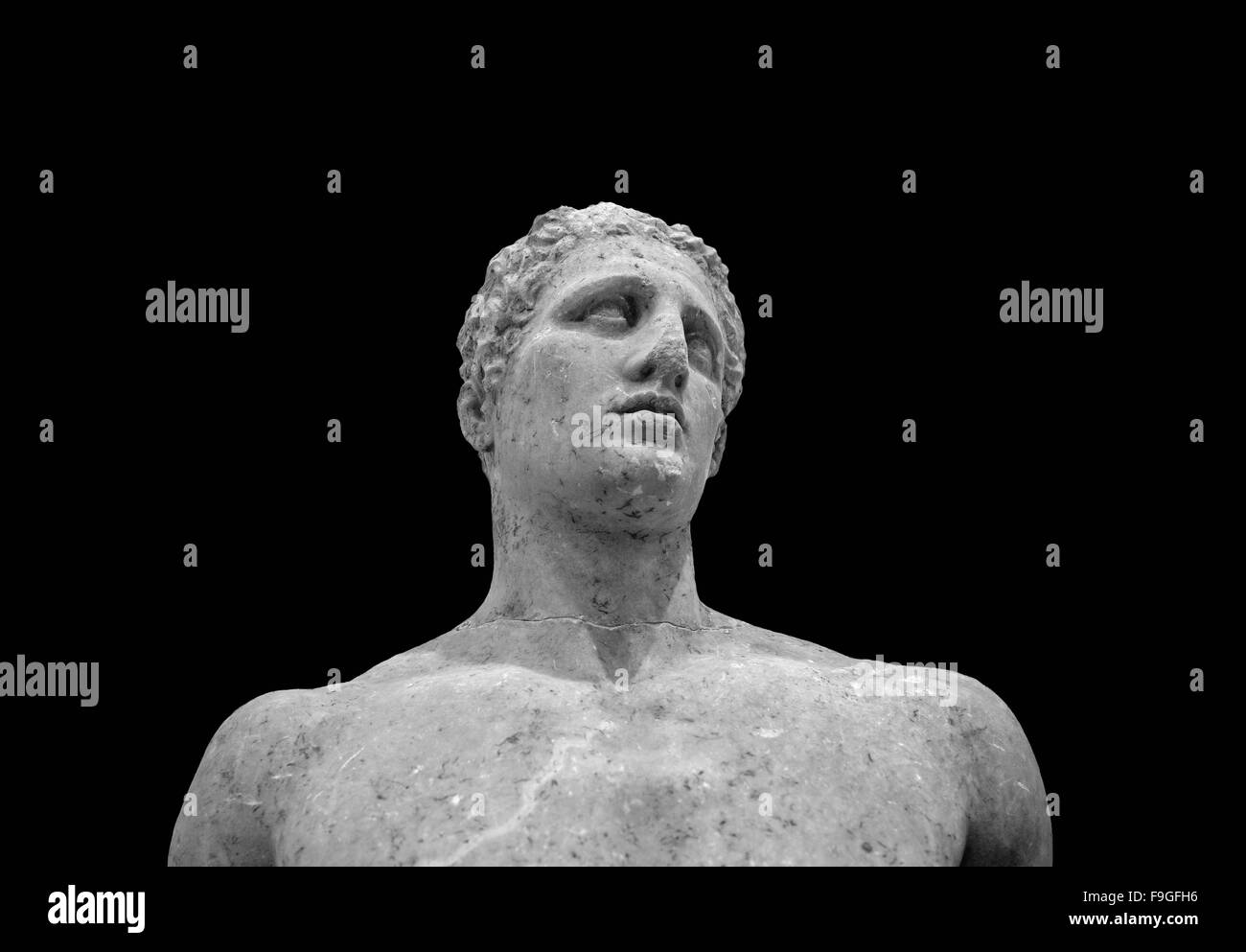 Agias athlète olympique statue (330BC) au Musée archéologique de Delphes, Delphi, Fokida, région du centre de la Grèce Banque D'Images