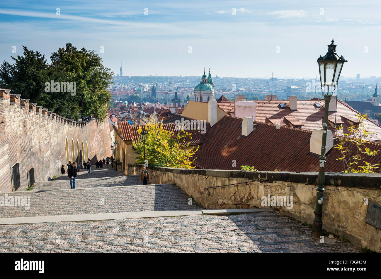 Escalier menant au château de Prague, Prague, République Tchèque Banque D'Images