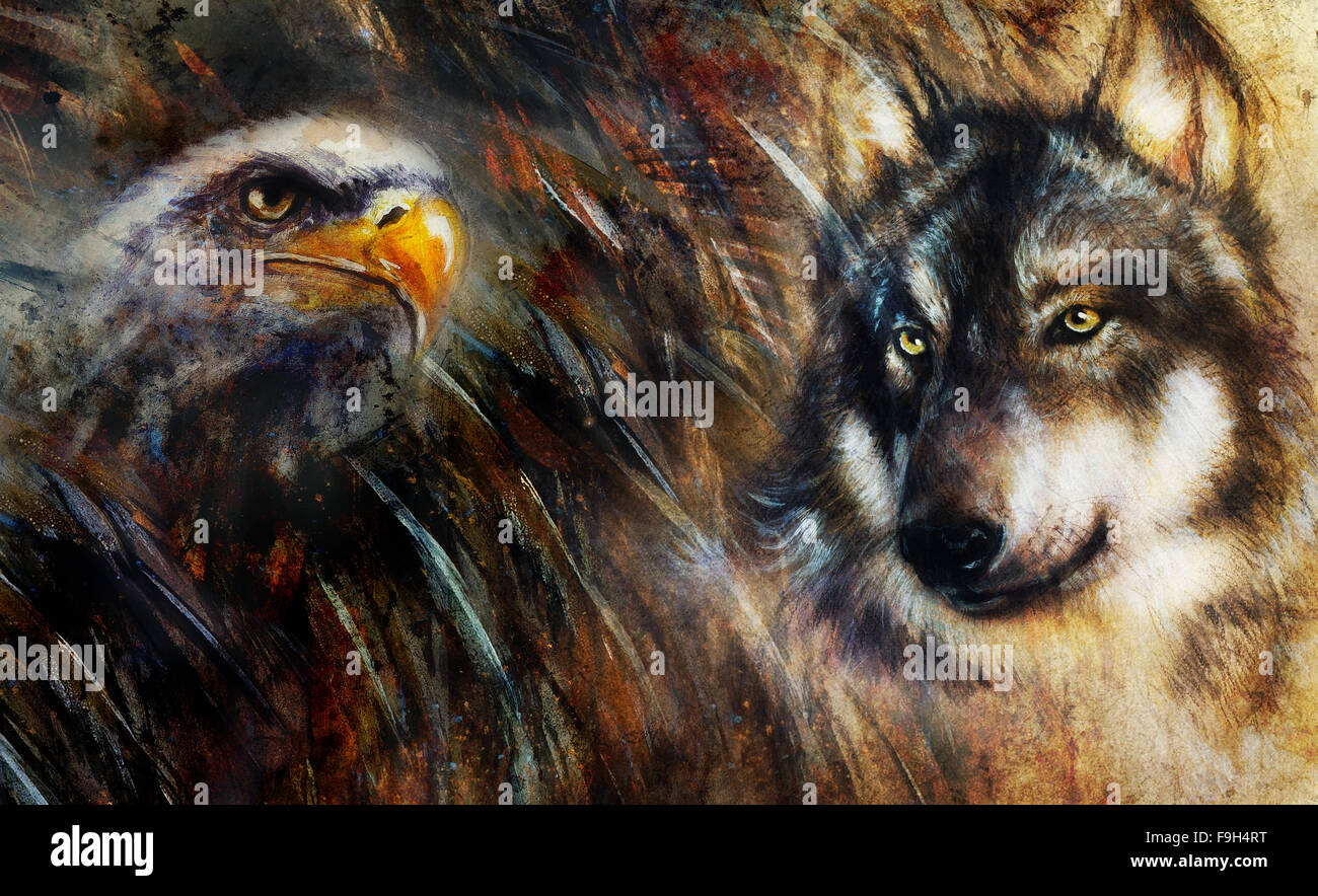 Du Loup Et De L Aigle Peinture Couleur Plumes De Fond Multicolore Collage Illustration Photo Stock Alamy Du Loup Et De L Aigle Peinture Couleur Plumes De Fond Multicolore Collage Illustration Photo Stock Alamy