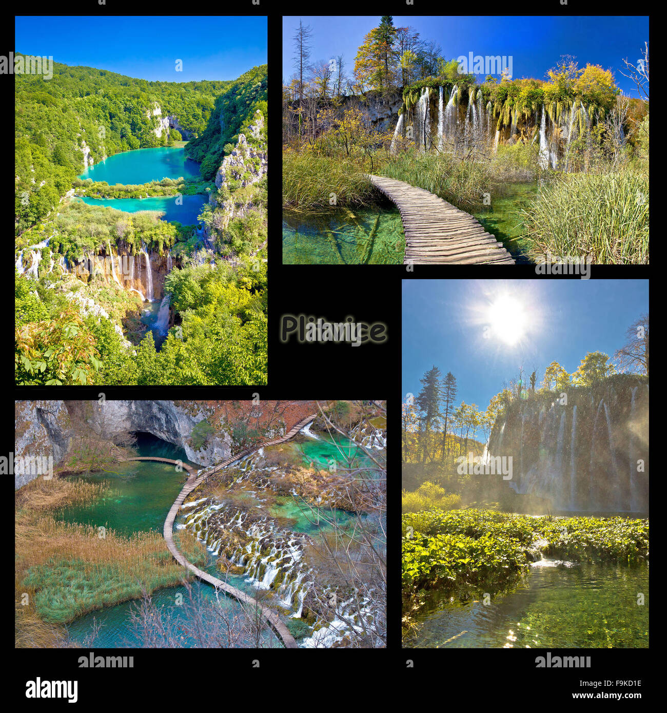 Le parc national des lacs de Plitvice, Croatie collage Banque D'Images