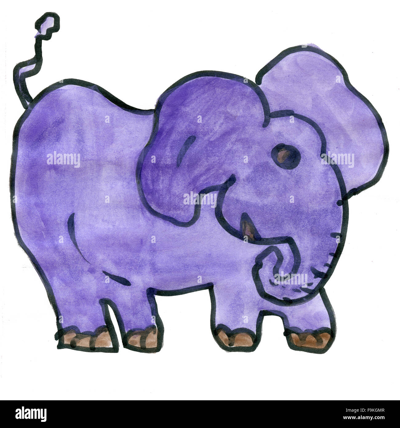 Blue Elephant cartoon isolé sur fond blanc cartoon Banque D'Images