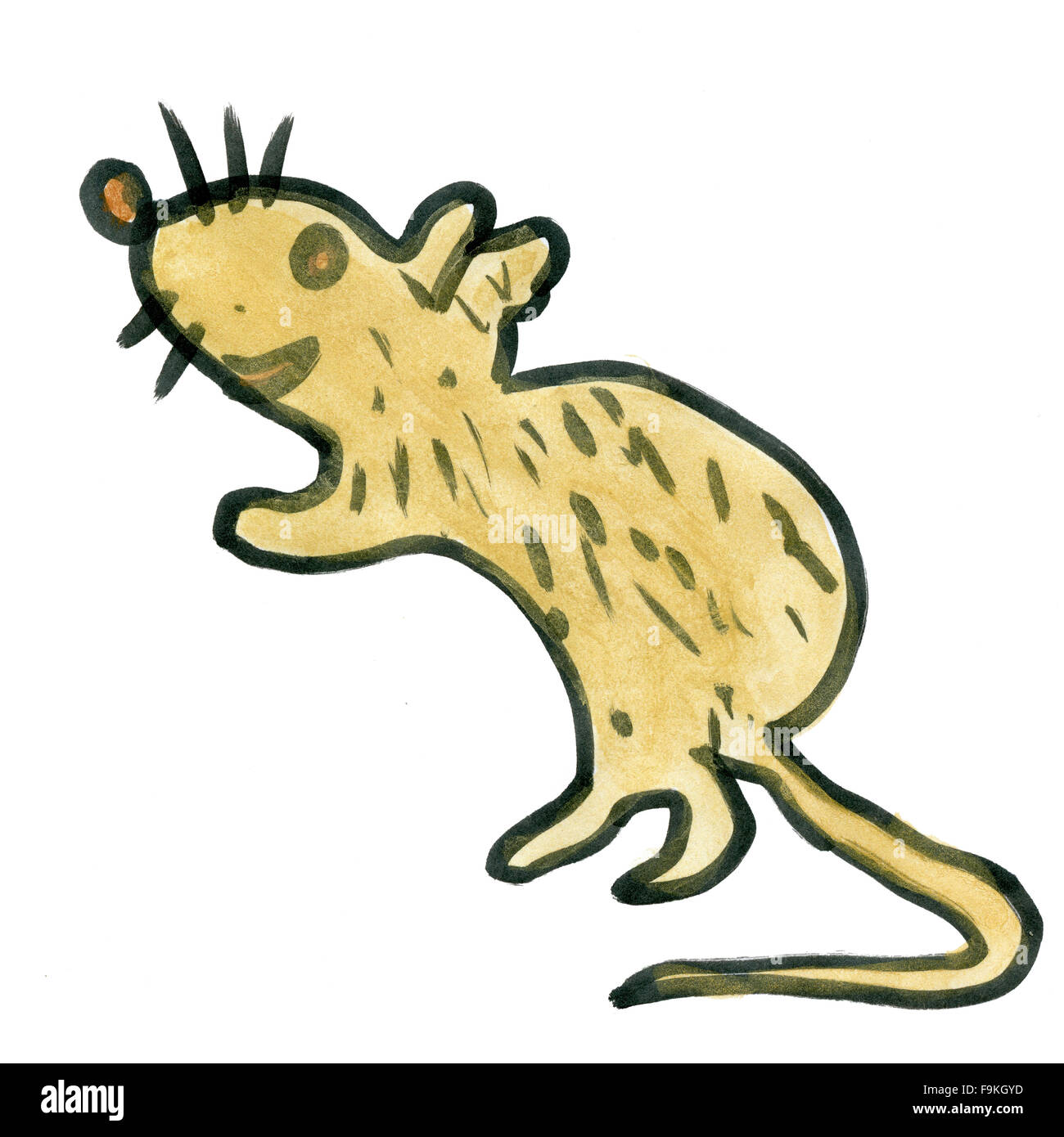 Cartoon rat isolé sur fond blanc dessin aquarelle Banque D'Images