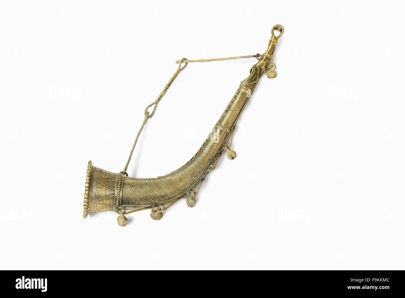 Tutari est un traditionnel bugle-comme instrument de musique, Maharashtra, Inde. Banque D'Images