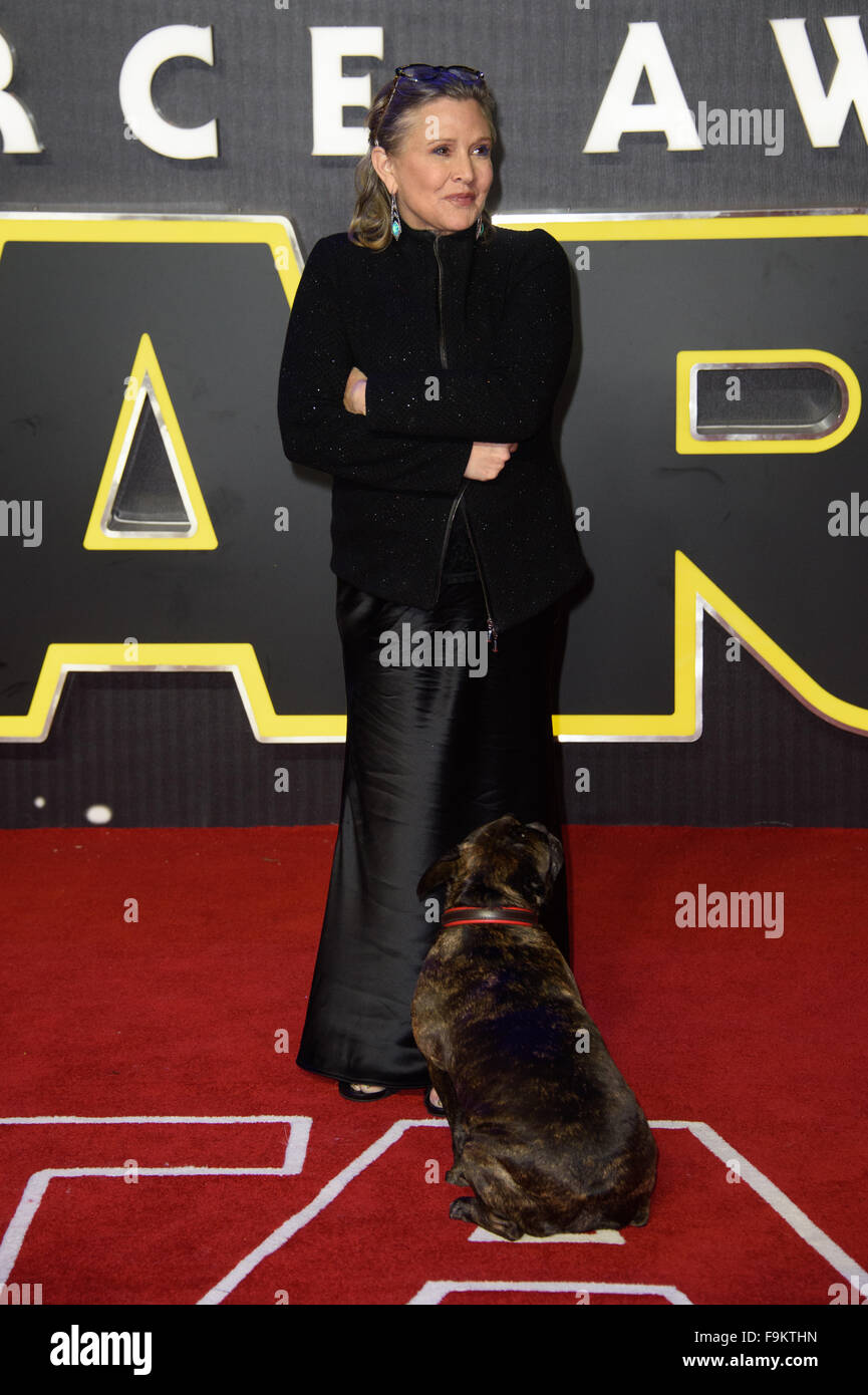 Carrie Fisher, à la 'Star Wars : The Force éveille ' première mondiale à Londres Banque D'Images