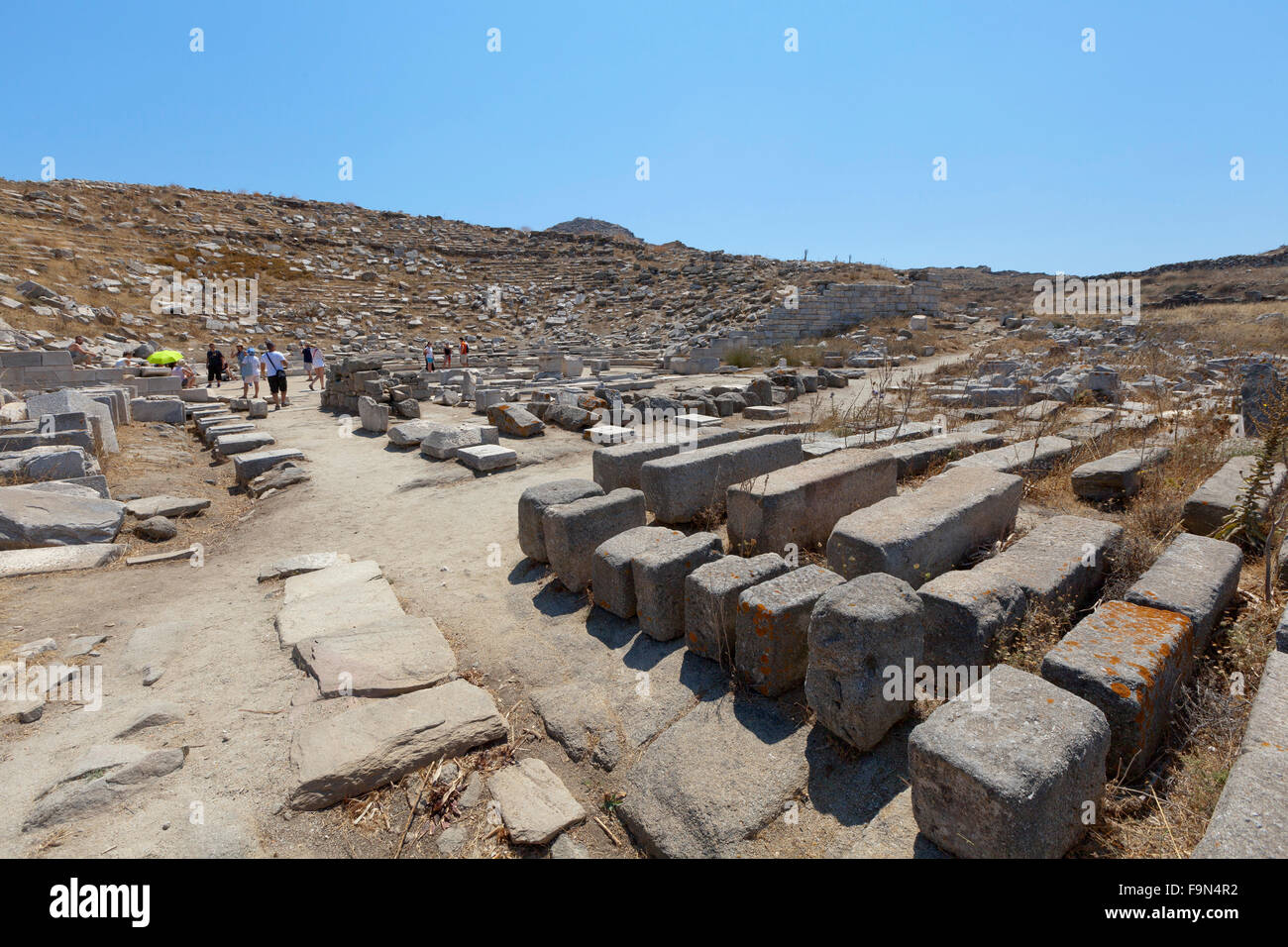 Site archéologique sur l'île de Délos, près de Mykonos Banque D'Images