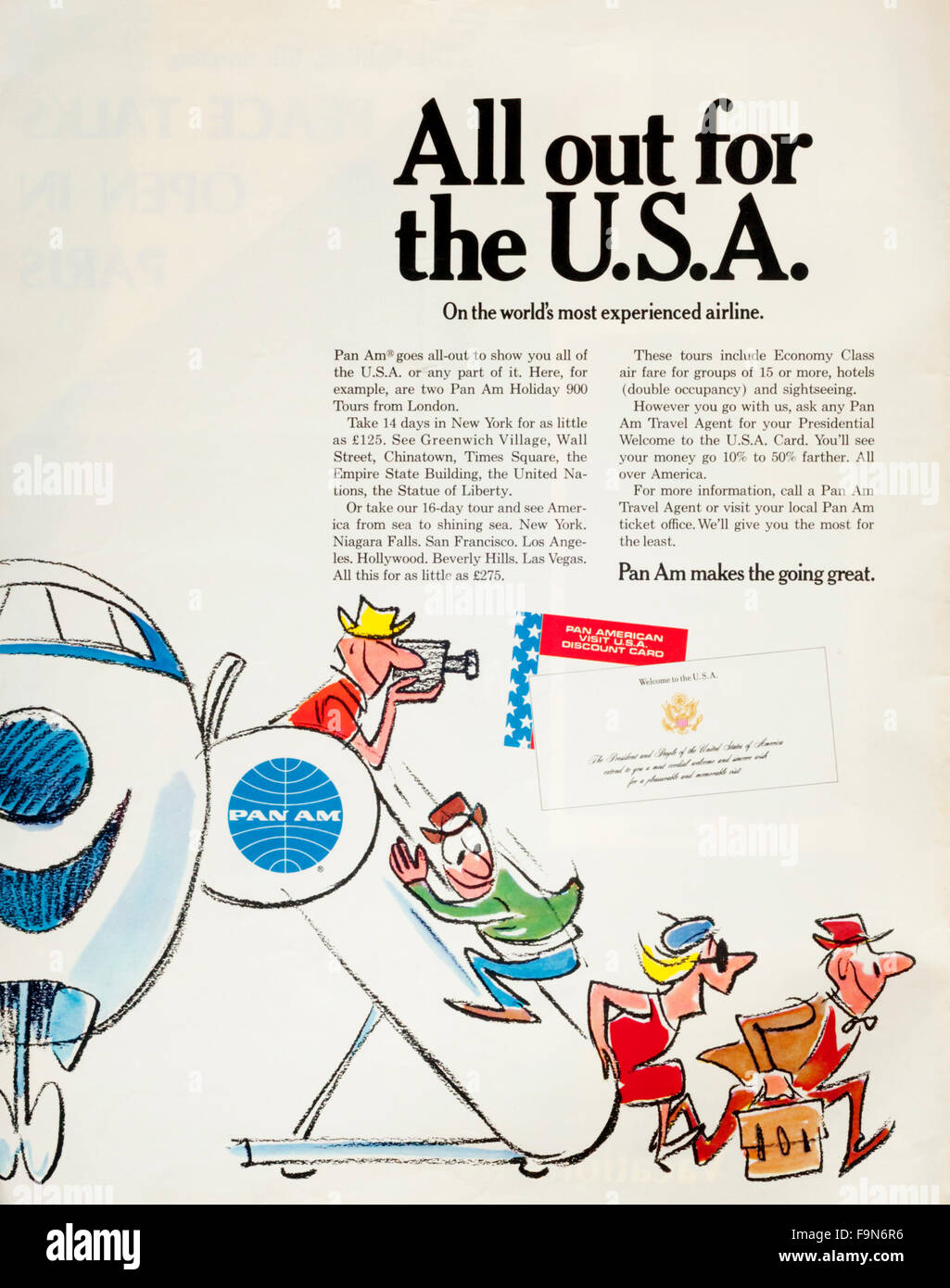 1960 Publicité Publicité la compagnie américaine Pan Am. Banque D'Images