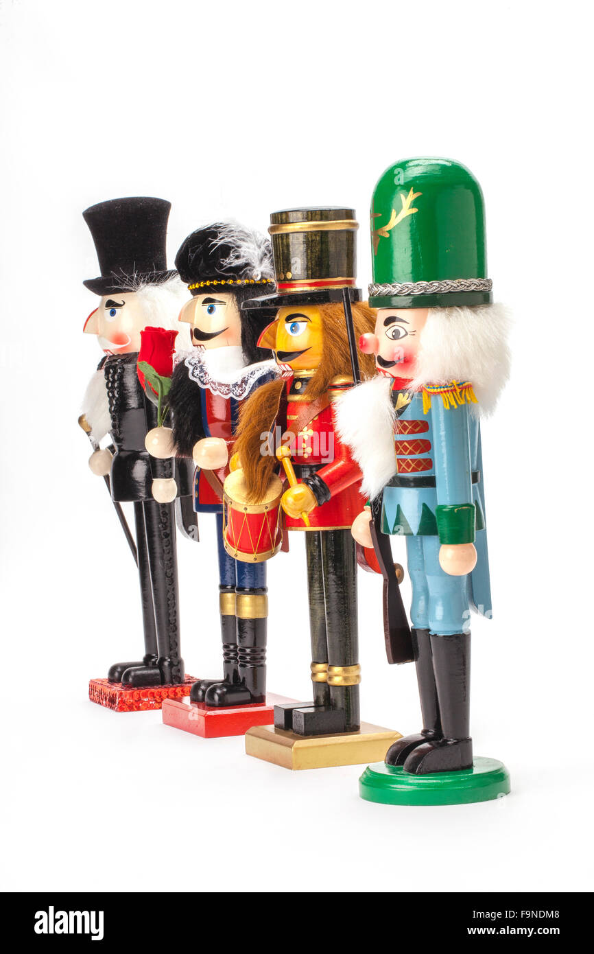 Figurine traditionnels Casse-noisette Noël isolated on white Banque D'Images