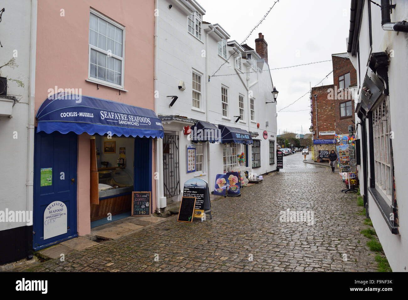 Rue pavée, à Lymington New Forest District Hampshire UK Banque D'Images