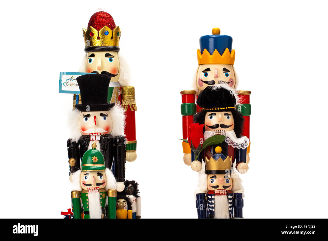 Figurine traditionnels Casse-noisette Noël isolated on white Banque D'Images