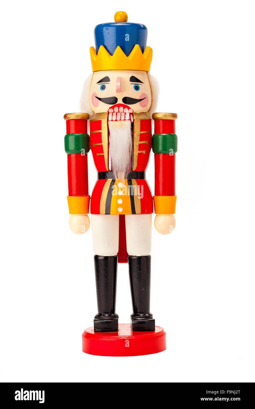 Figurine traditionnels Casse-noisette Noël isolated on white Banque D'Images