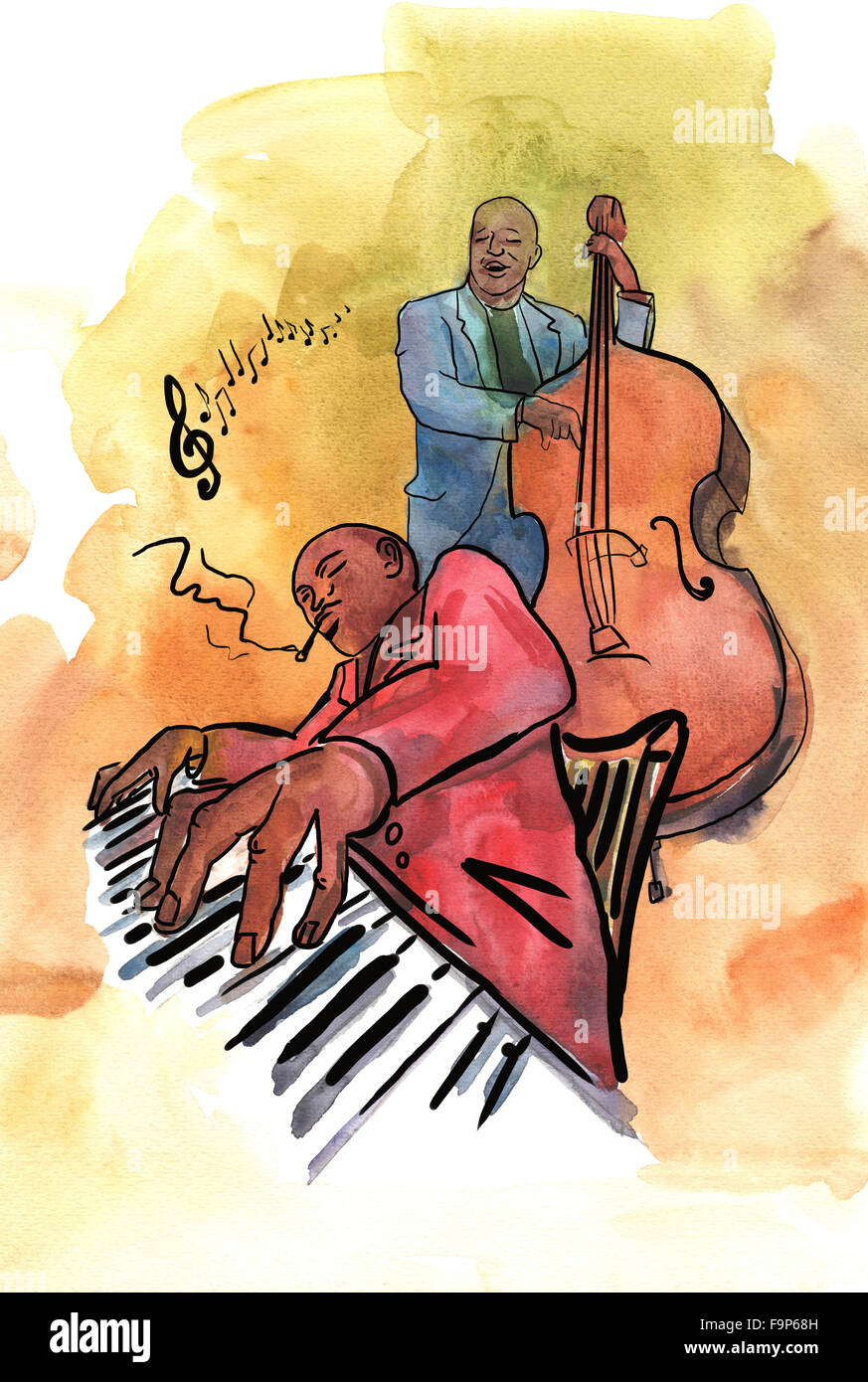 Jazz performance. Le pianiste et le bassiste jouer composition jazz. Piano  et contrebasse Photo Stock - Alamy