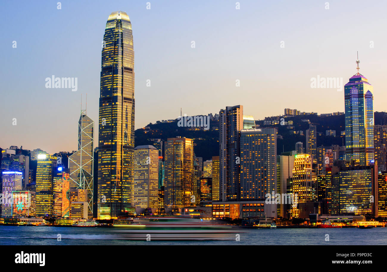 Quartier financier du centre ville, le port Victoria, Hong Kong, Chine. Banque D'Images
