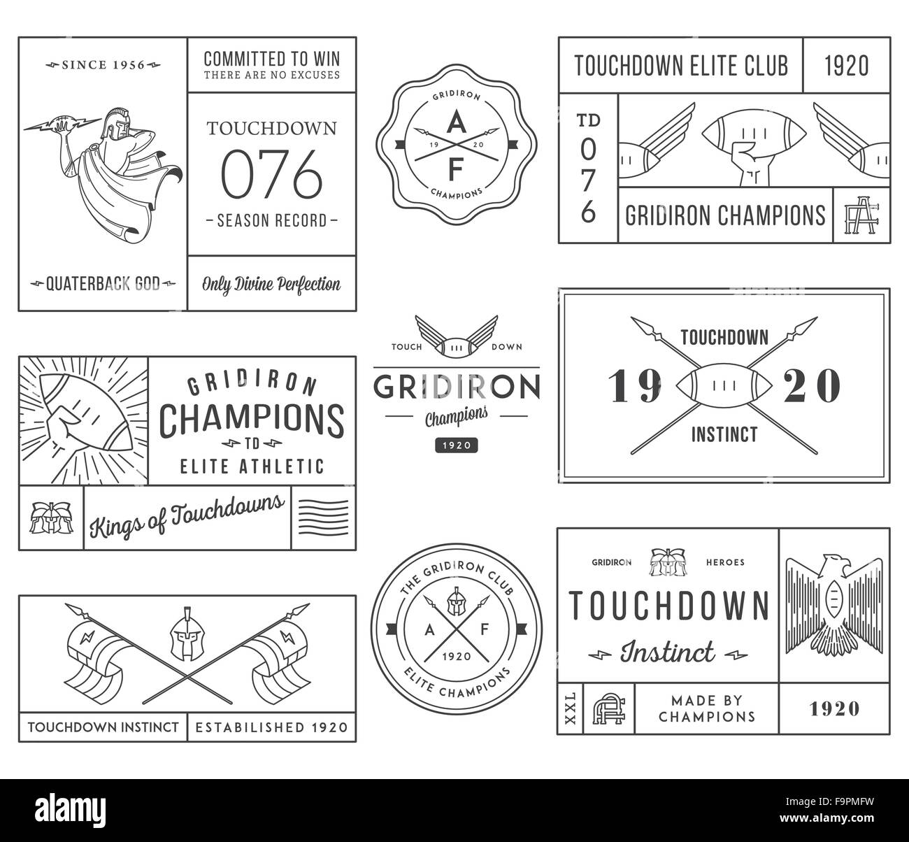 Vector American footballl insignes et écussons Illustration de Vecteur