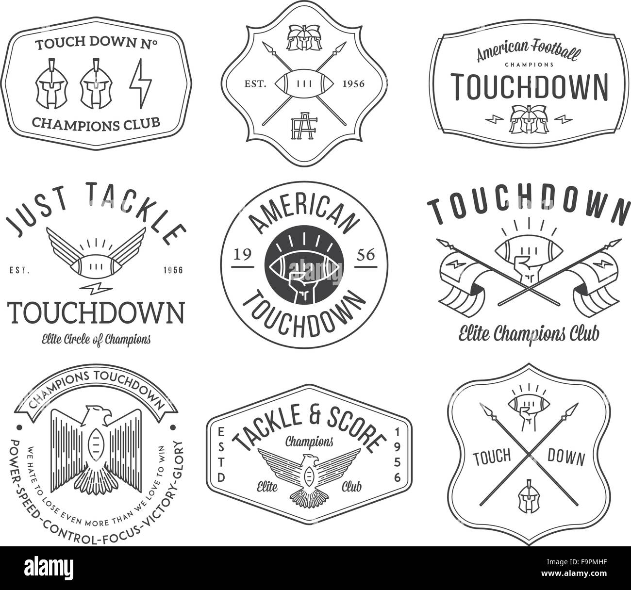 Vector American footballl insignes et écussons Illustration de Vecteur